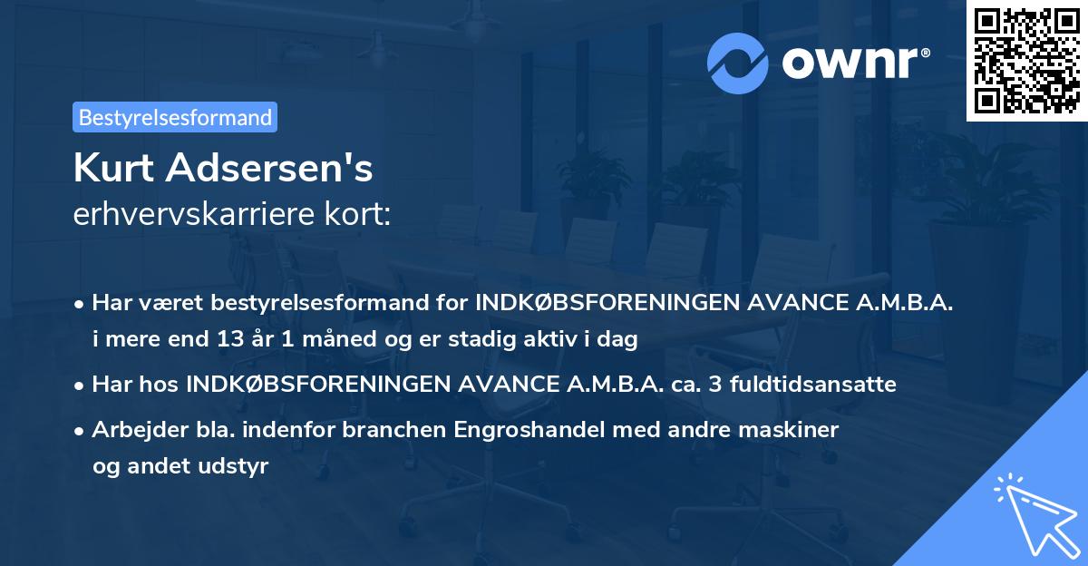 Kurt Adsersen's erhvervskarriere kort