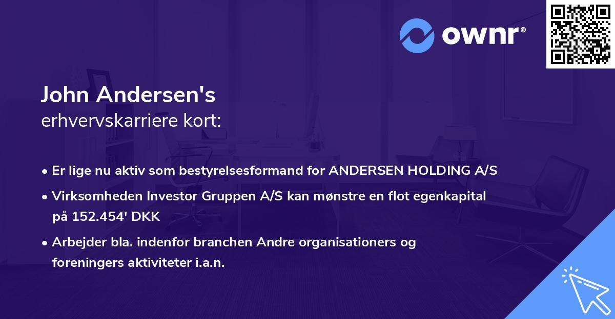 John Andersen's erhvervskarriere kort