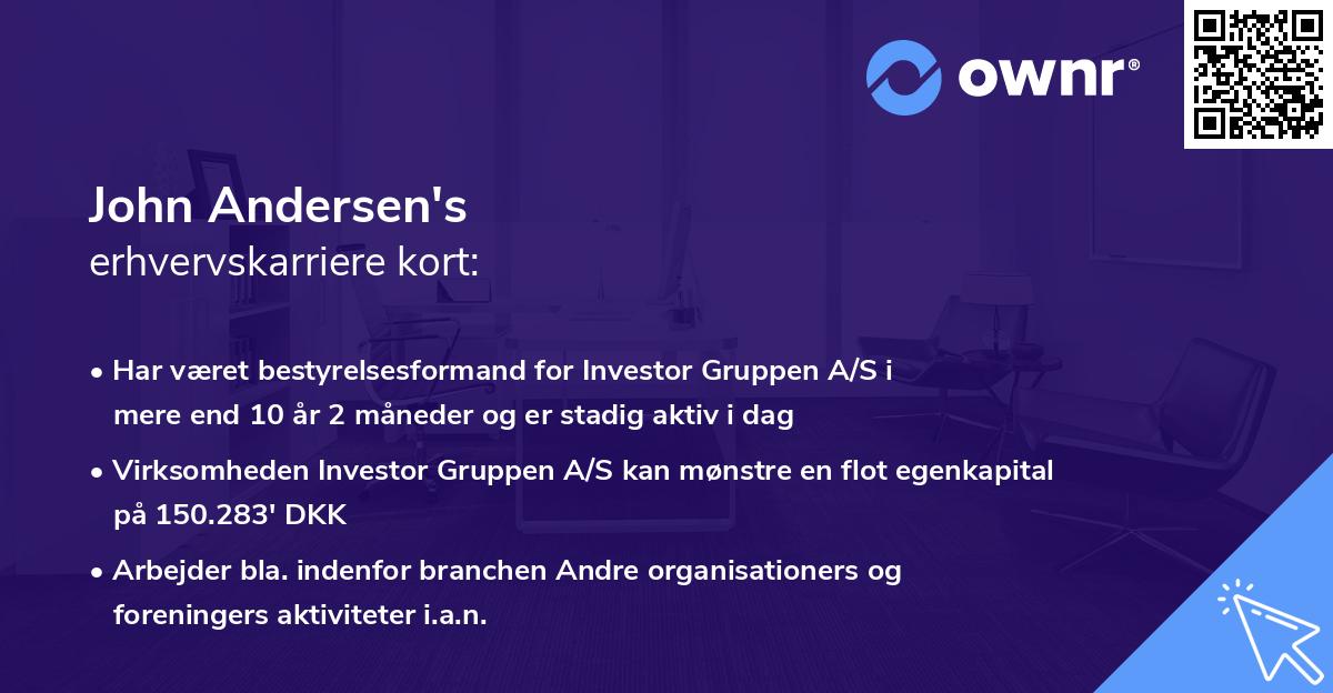 John Andersen's erhvervskarriere kort