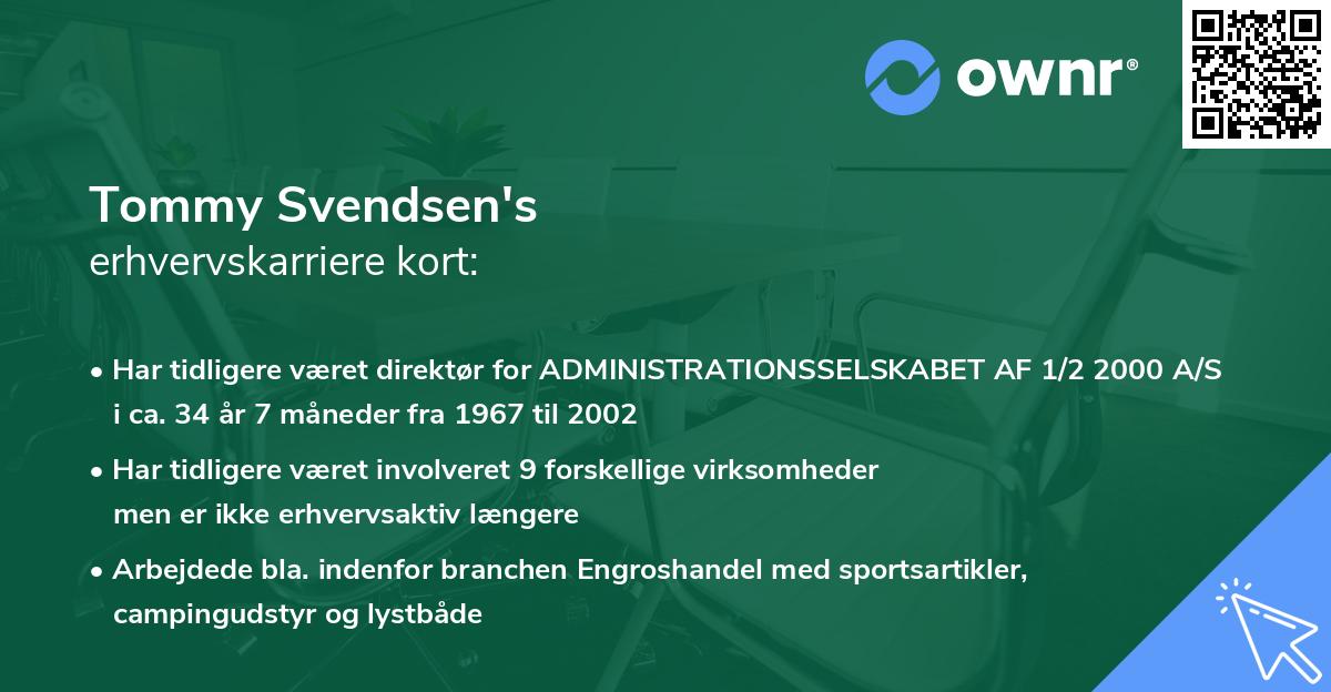 Tommy Svendsen's erhvervskarriere kort