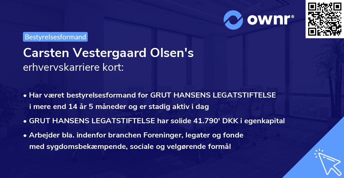 Carsten Vestergaard Olsen's erhvervskarriere kort