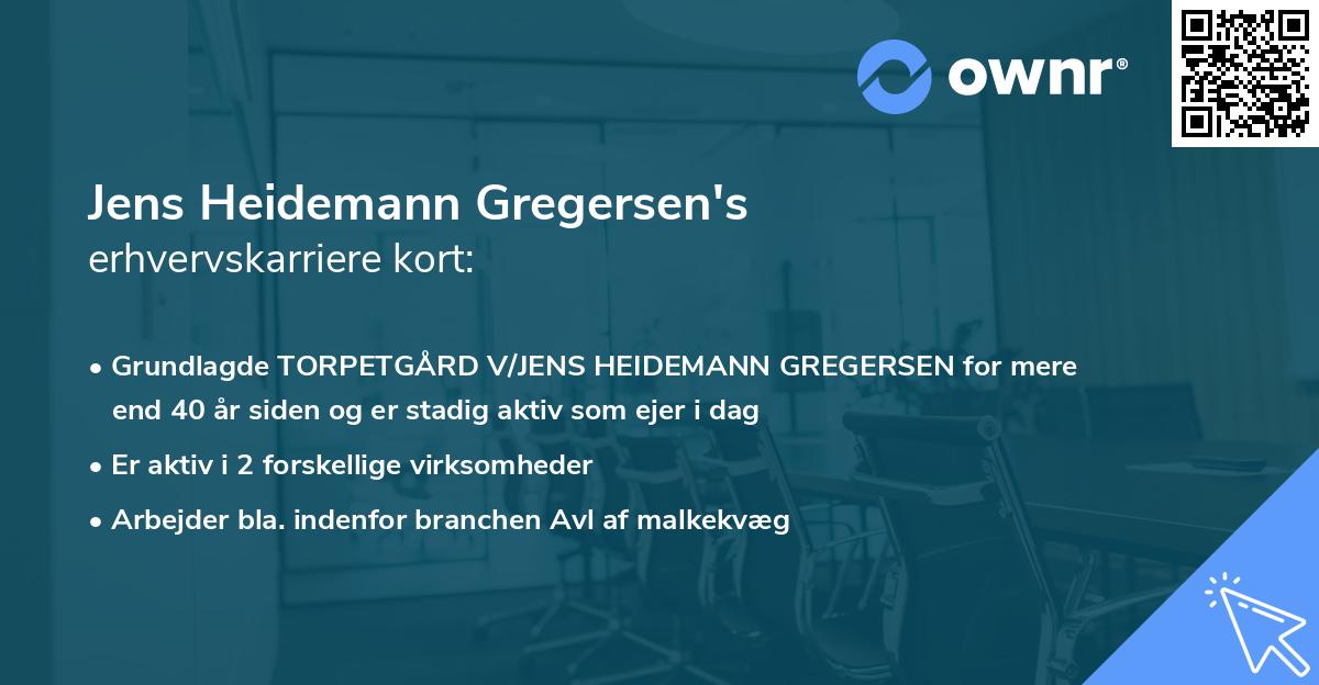 Jens Heidemann Gregersen's erhvervskarriere kort