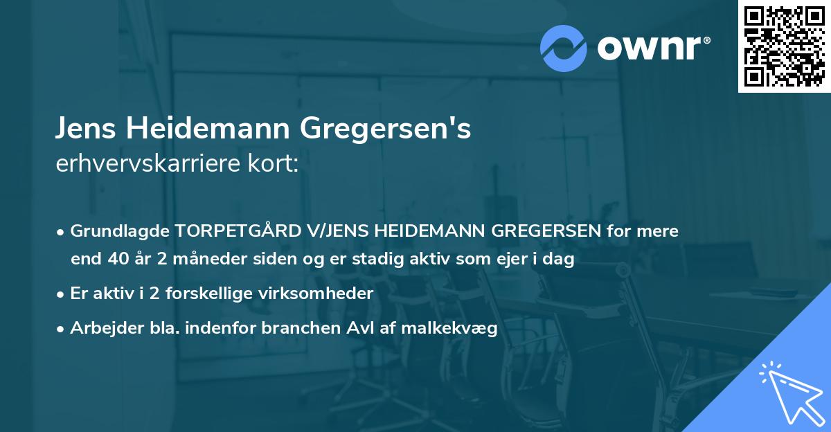 Jens Heidemann Gregersen's erhvervskarriere kort
