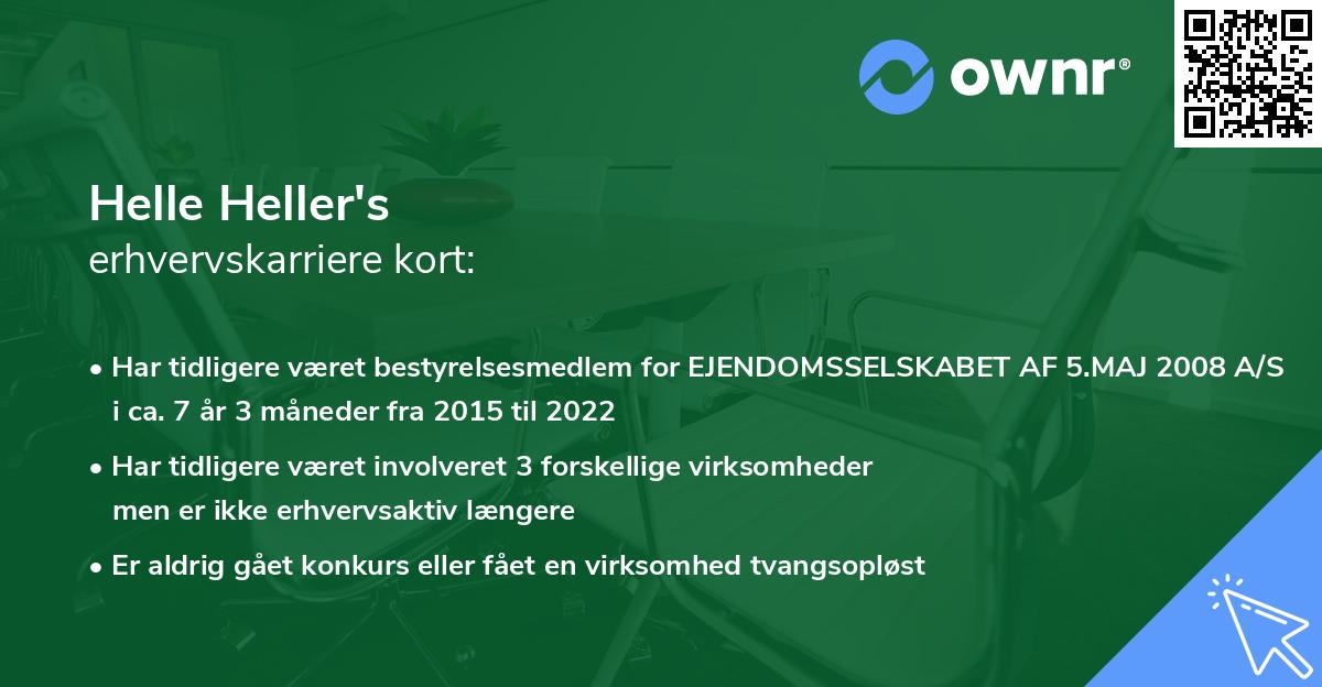 Helle Heller's erhvervskarriere kort