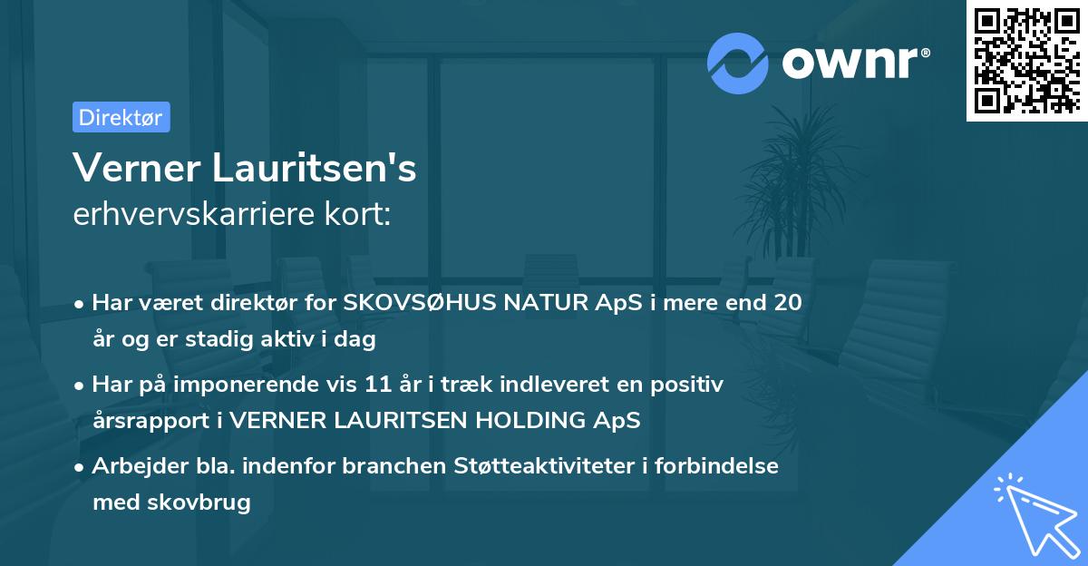 Verner Lauritsen's erhvervskarriere kort