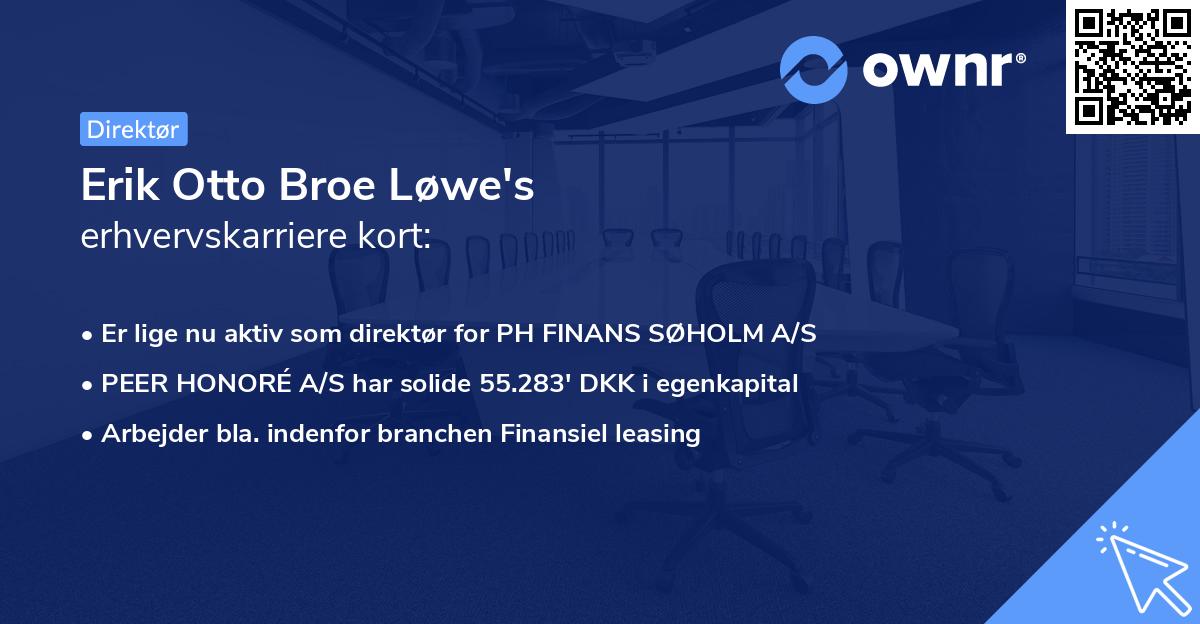 Erik Otto Broe Løwe's erhvervskarriere kort