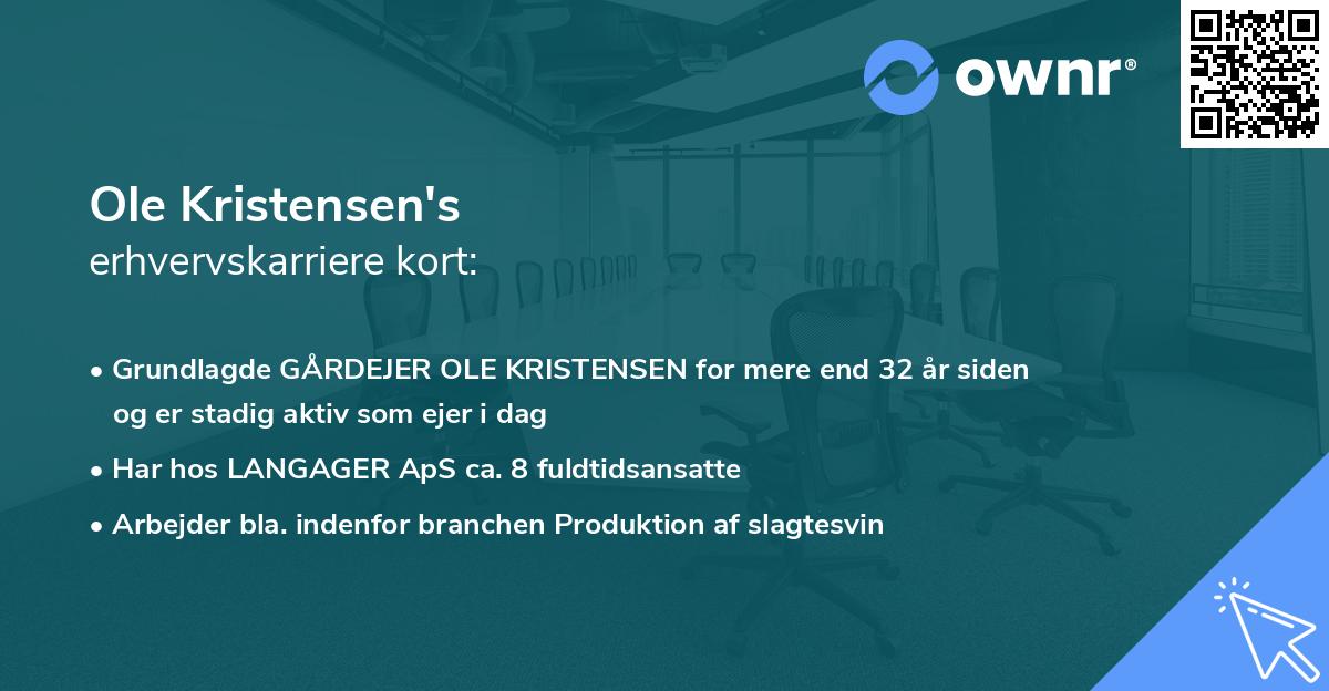 Ole Kristensen's erhvervskarriere kort