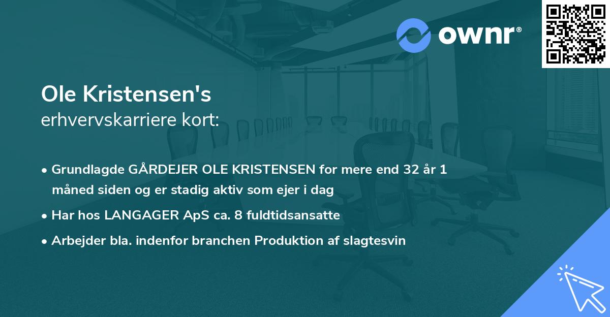 Ole Kristensen's erhvervskarriere kort