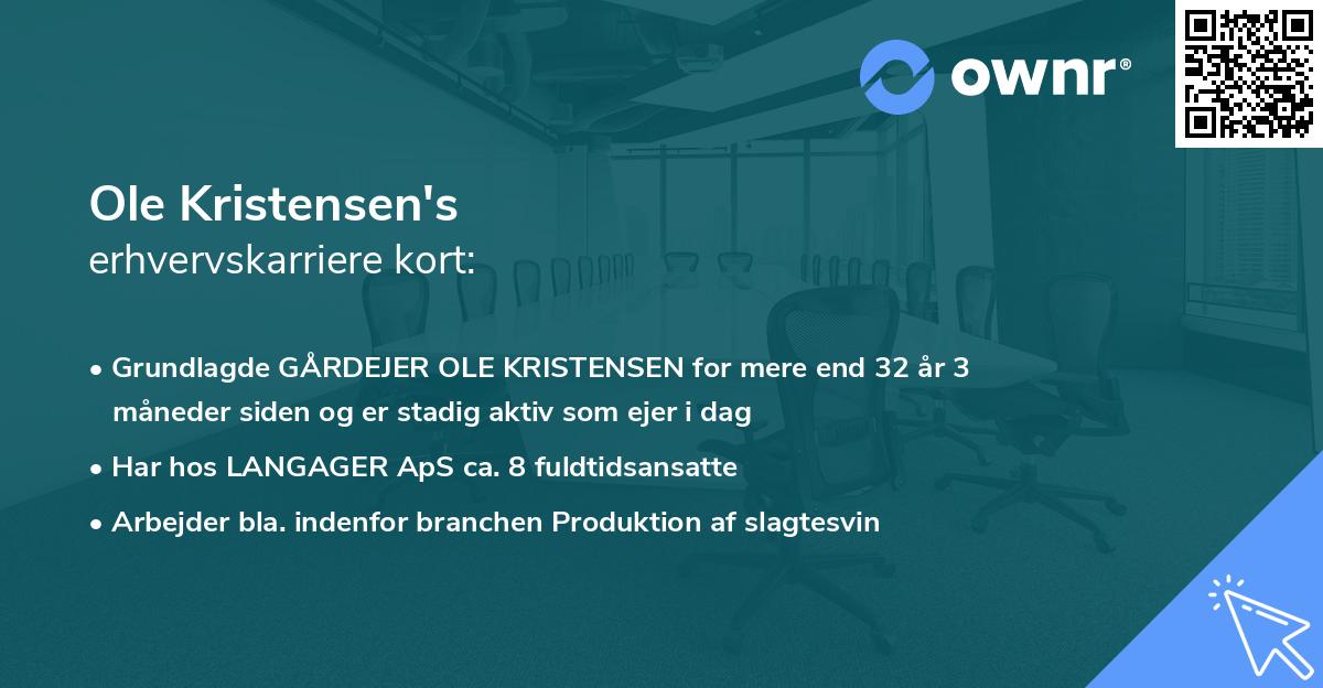 Ole Kristensen's erhvervskarriere kort