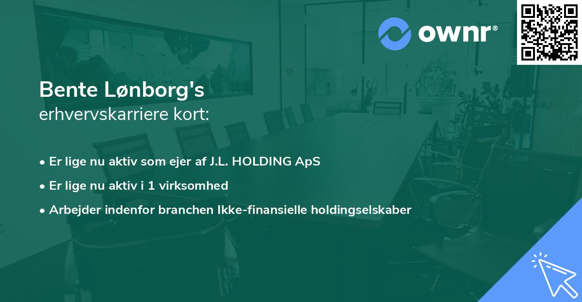 Bente Lønborg's erhvervskarriere kort