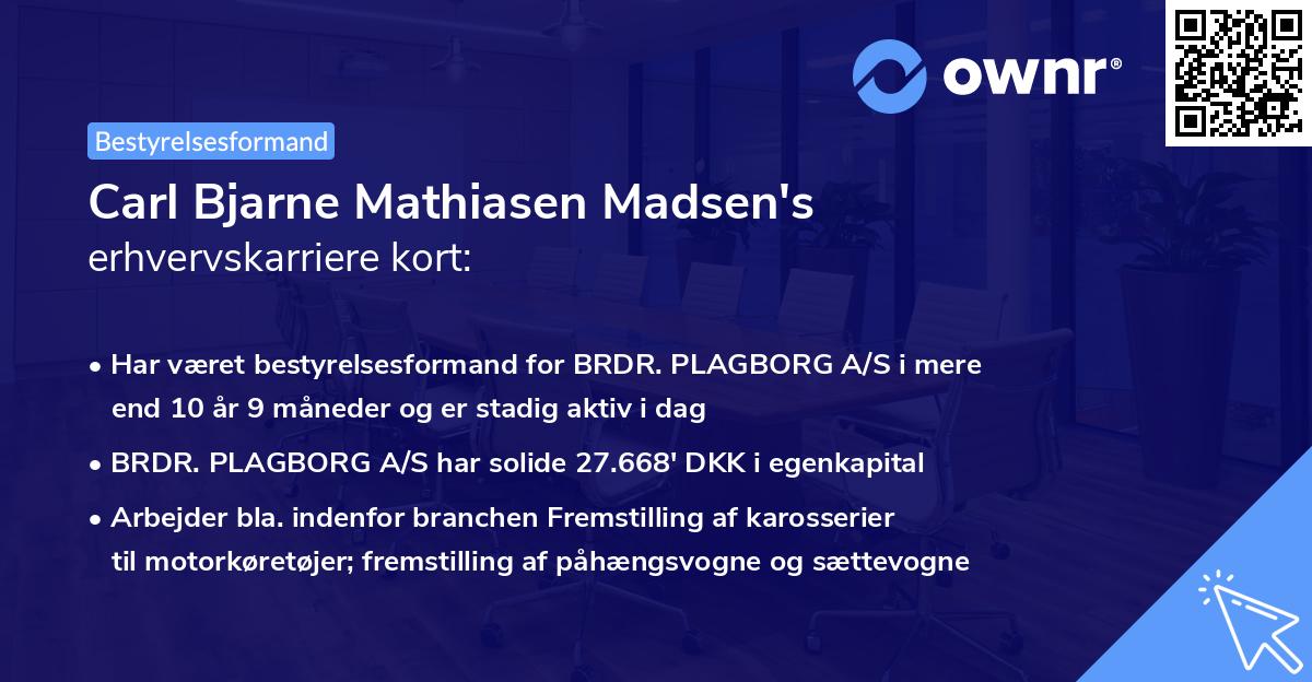 Carl Bjarne Mathiasen Madsen's erhvervskarriere kort