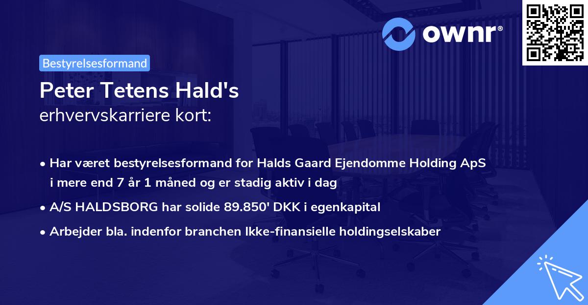 Peter Tetens Hald's erhvervskarriere kort