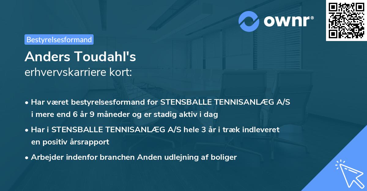 Anders Toudahl's erhvervskarriere kort