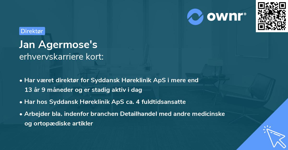 Jan Agermose's erhvervskarriere kort