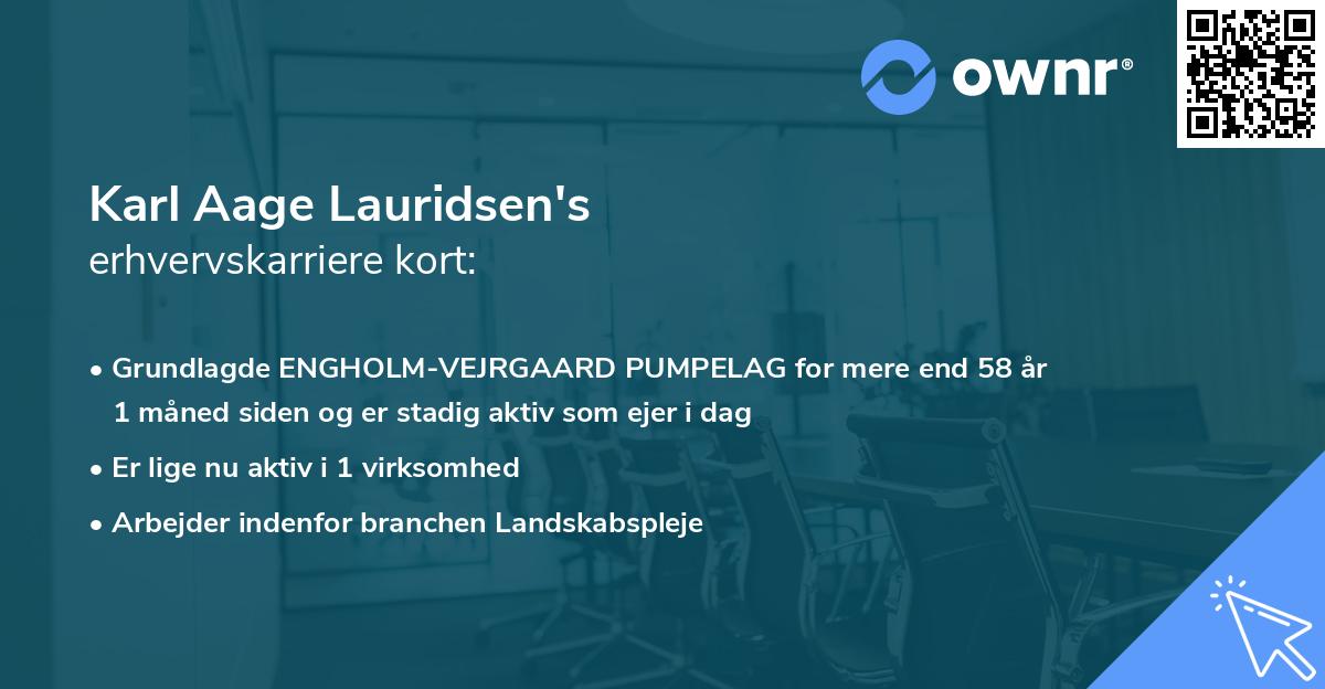 Karl Aage Lauridsen's erhvervskarriere kort
