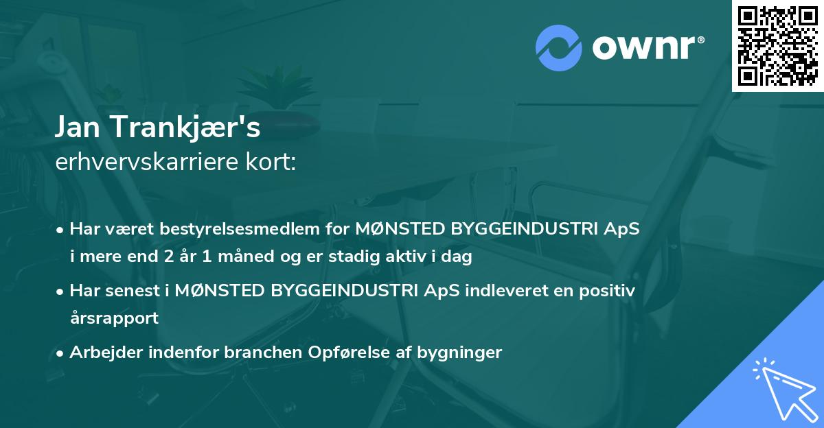 Jan Trankjær's erhvervskarriere kort