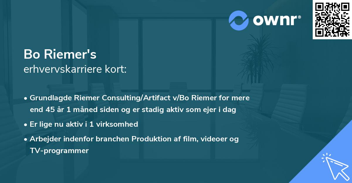 Bo Riemer's erhvervskarriere kort