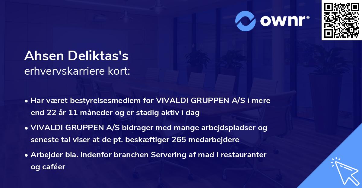 Ahsen Deliktas's erhvervskarriere kort