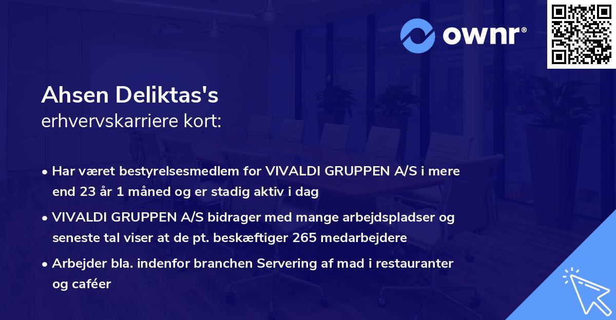 Ahsen Deliktas's erhvervskarriere kort