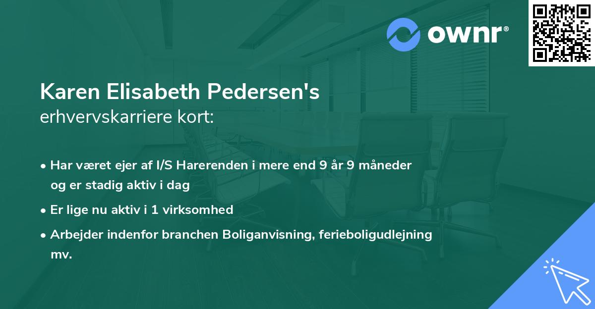 Karen Elisabeth Pedersen's erhvervskarriere kort