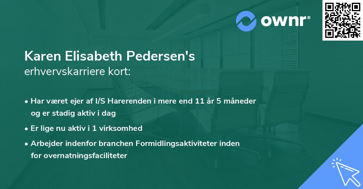 Karen Elisabeth Pedersen's erhvervskarriere kort