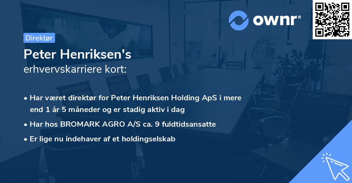 Peter Henriksen's erhvervskarriere kort