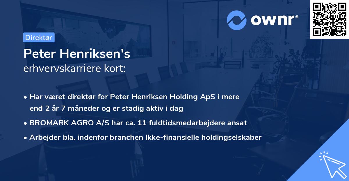 Peter Henriksen's erhvervskarriere kort
