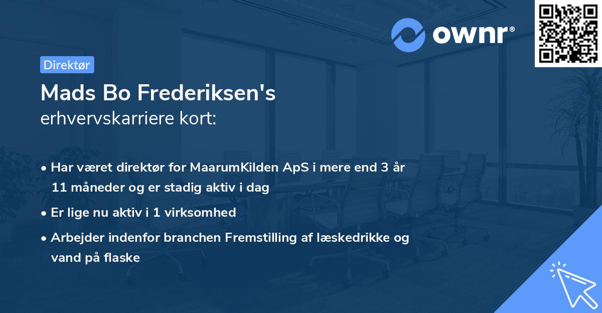 Mads Bo Frederiksen's erhvervskarriere kort