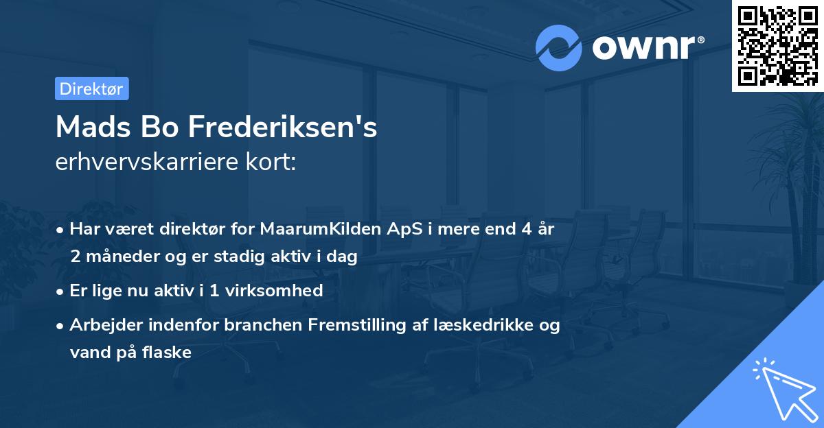 Mads Bo Frederiksen's erhvervskarriere kort