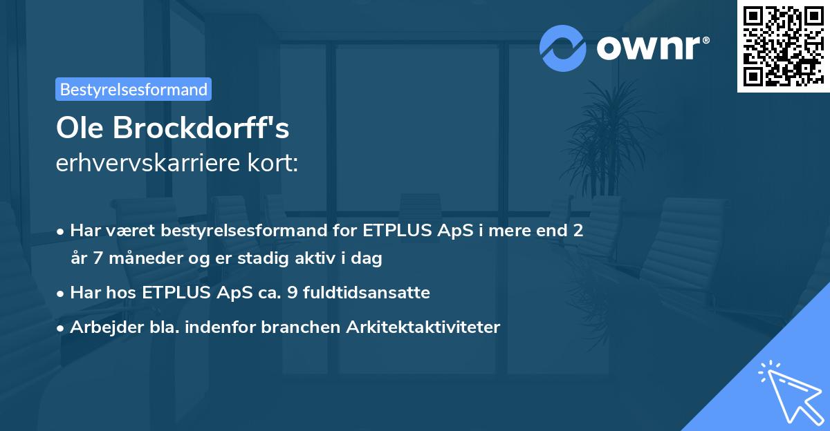 Ole Brockdorff's erhvervskarriere kort