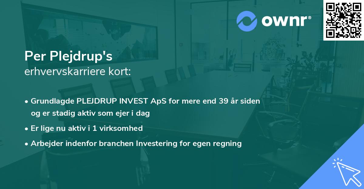 Per Plejdrup's erhvervskarriere kort