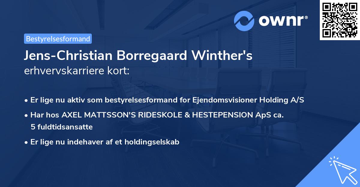 Jens-Christian Borregaard Winther's erhvervskarriere kort