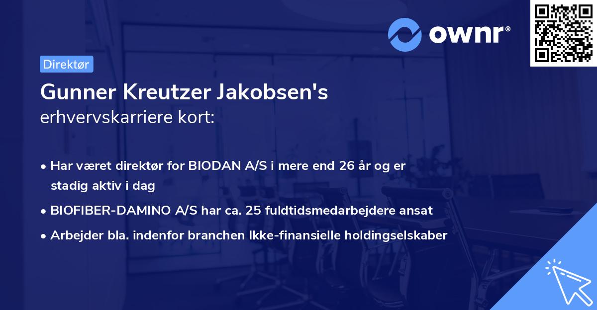 Gunner Kreutzer Jakobsen's erhvervskarriere kort