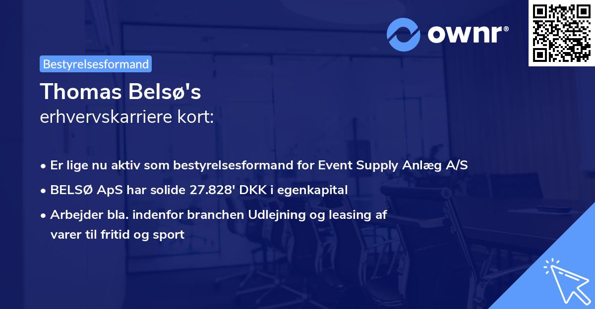 Thomas Belsø's erhvervskarriere kort