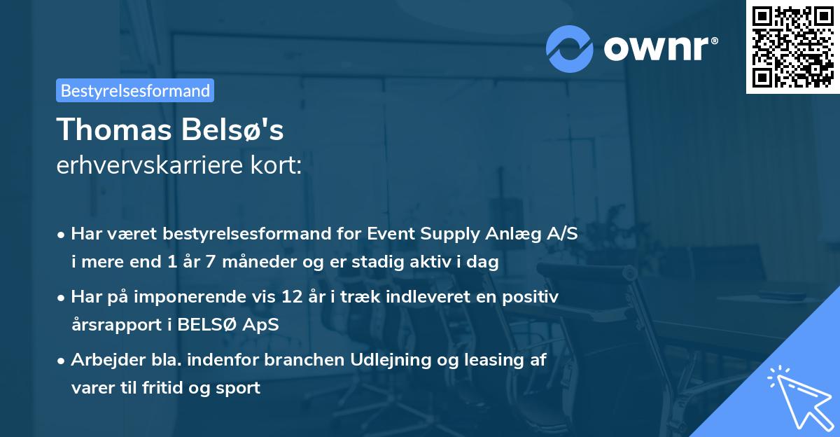 Thomas Belsø's erhvervskarriere kort