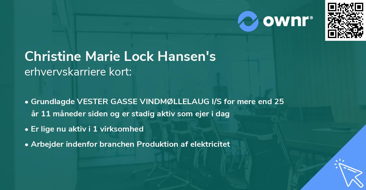 Christine Marie Lock Hansen's erhvervskarriere kort