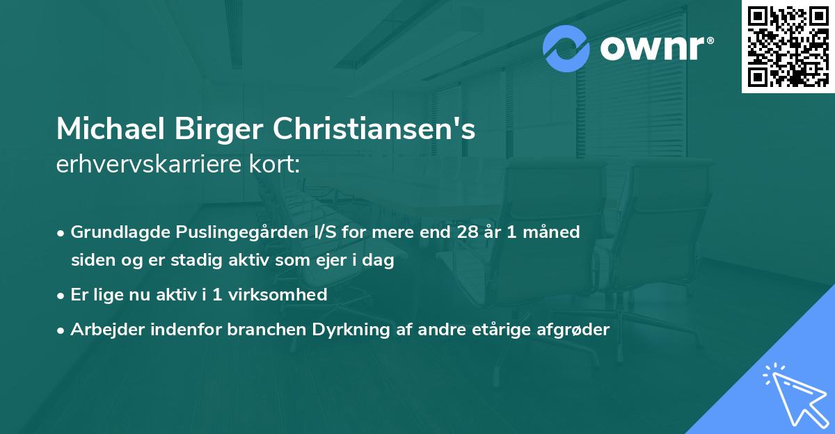 Michael Birger Christiansen's erhvervskarriere kort