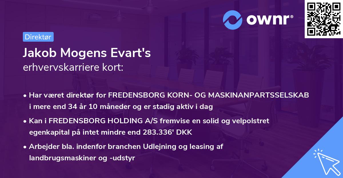 Jakob Mogens Evart's erhvervskarriere kort