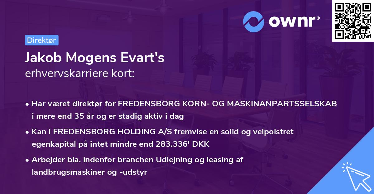 Jakob Mogens Evart's erhvervskarriere kort