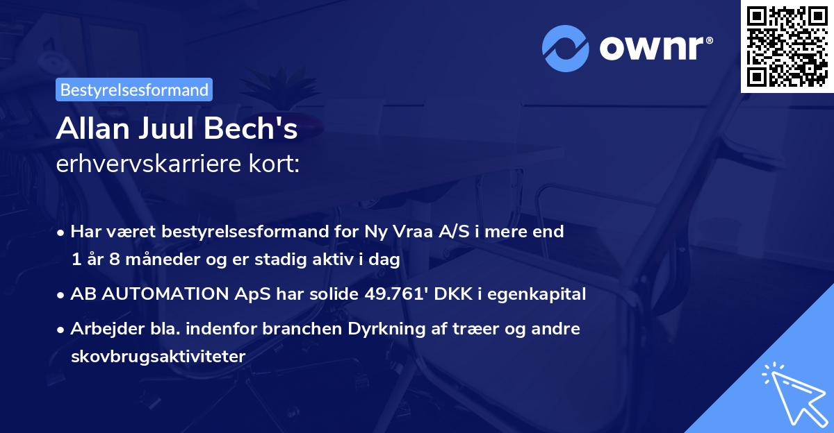 Allan Juul Bech's erhvervskarriere kort