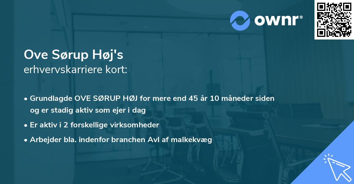 Ove Sørup Høj's erhvervskarriere kort