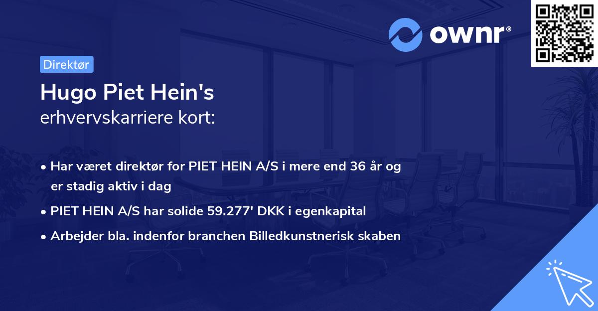 Hugo Piet Hein's erhvervskarriere kort