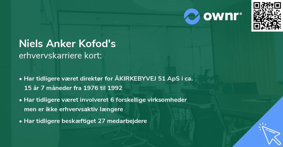 Niels Anker Kofod's erhvervskarriere kort