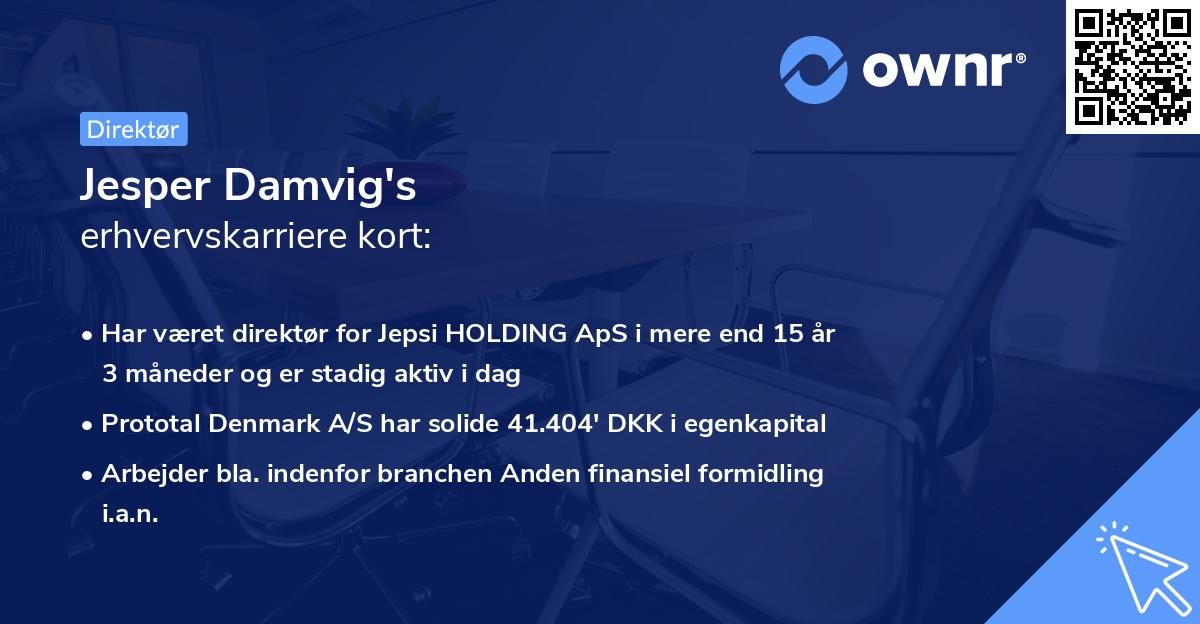 Jesper Damvig's erhvervskarriere kort