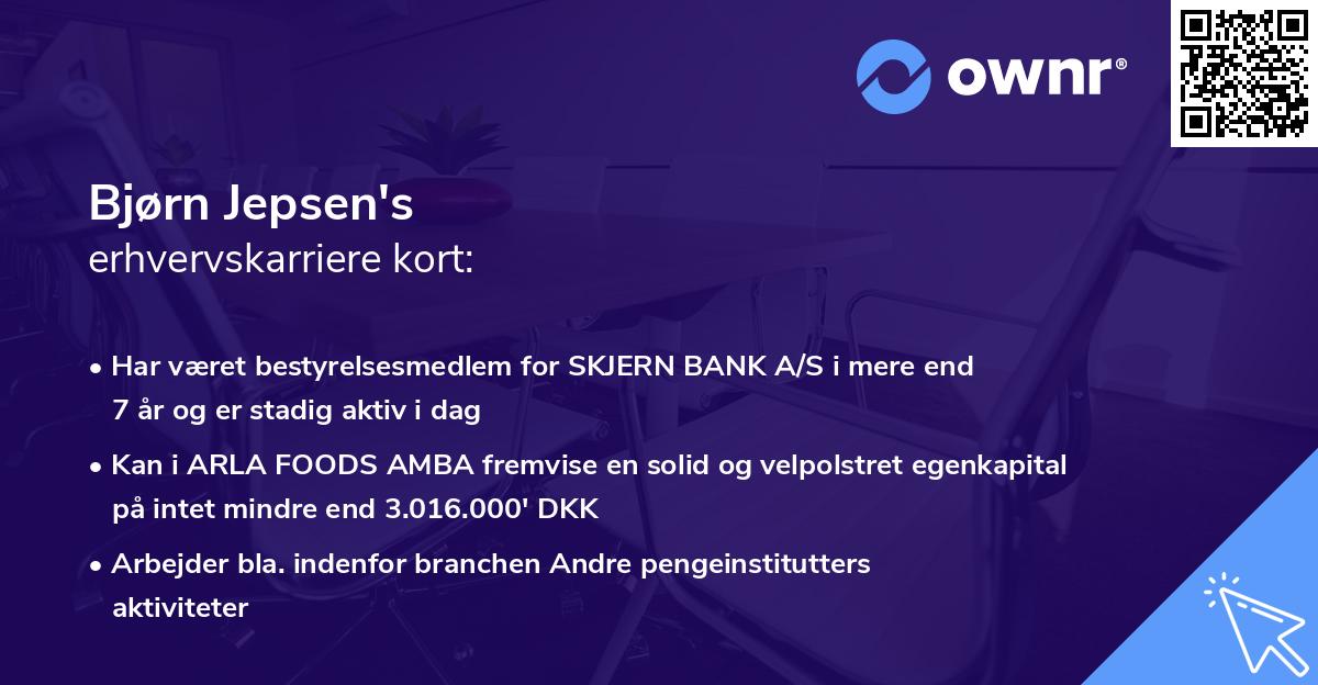 Bjørn Jepsen's erhvervskarriere kort