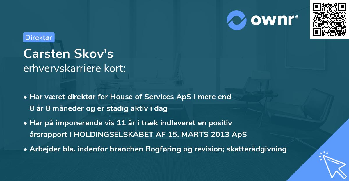 Carsten Skov's erhvervskarriere kort