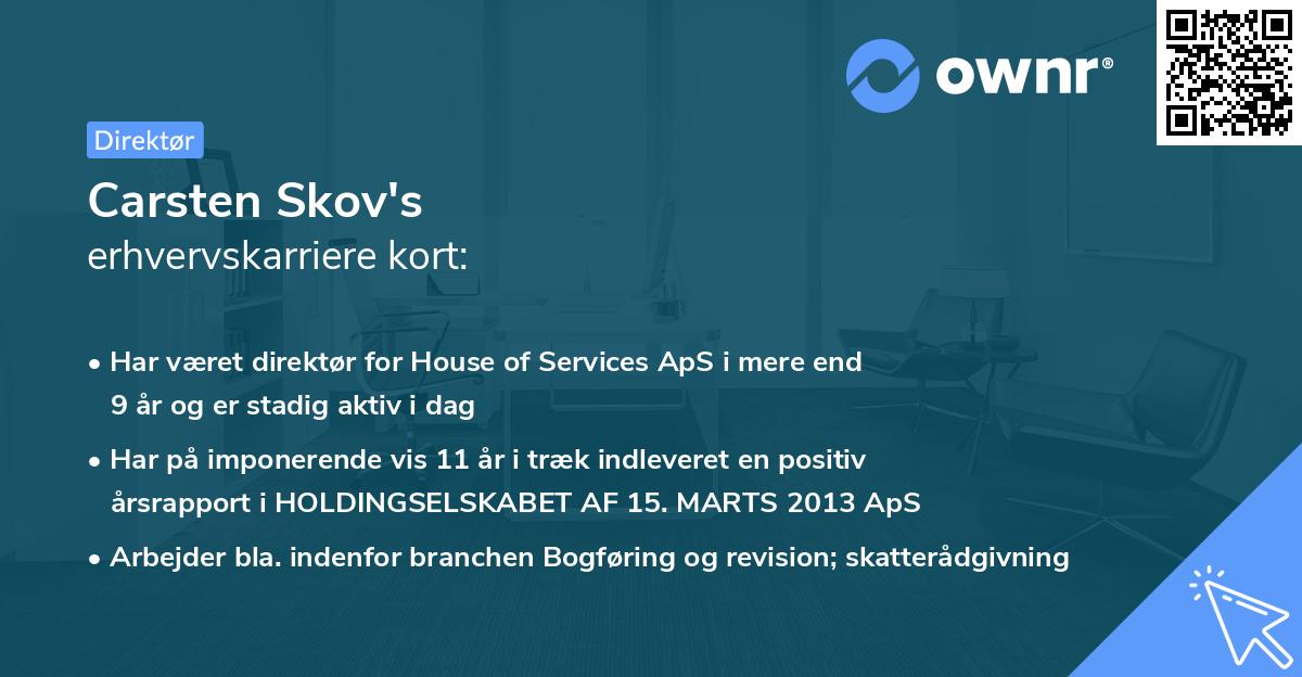 Carsten Skov's erhvervskarriere kort