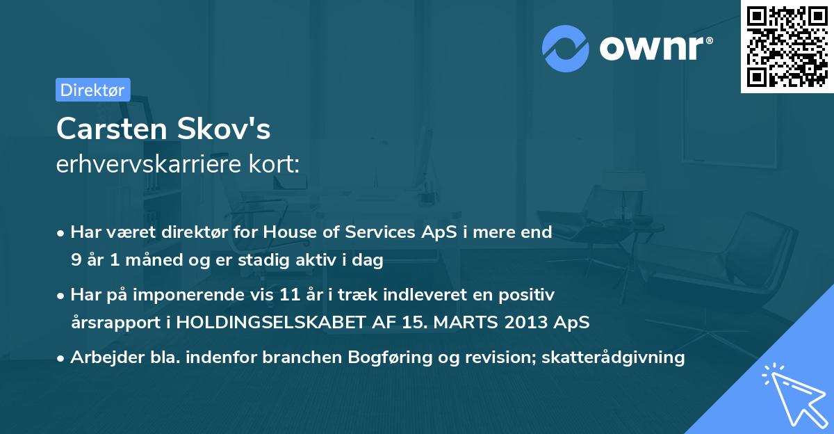 Carsten Skov's erhvervskarriere kort