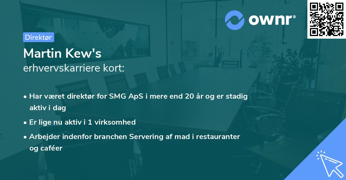 Martin Kew's erhvervskarriere kort