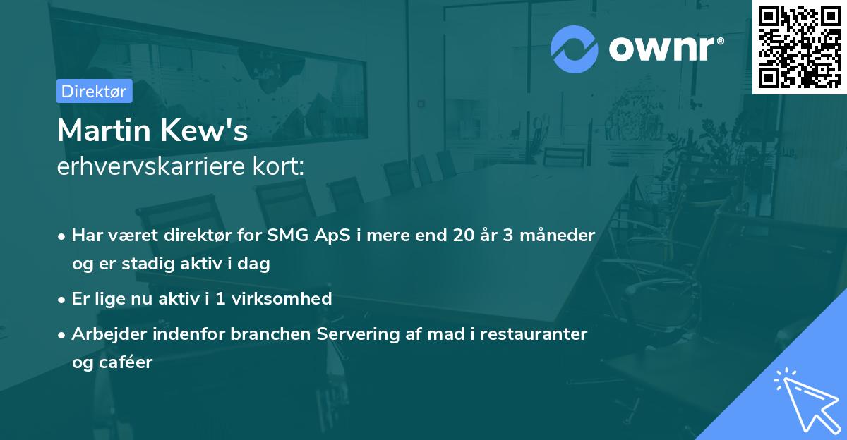 Martin Kew's erhvervskarriere kort